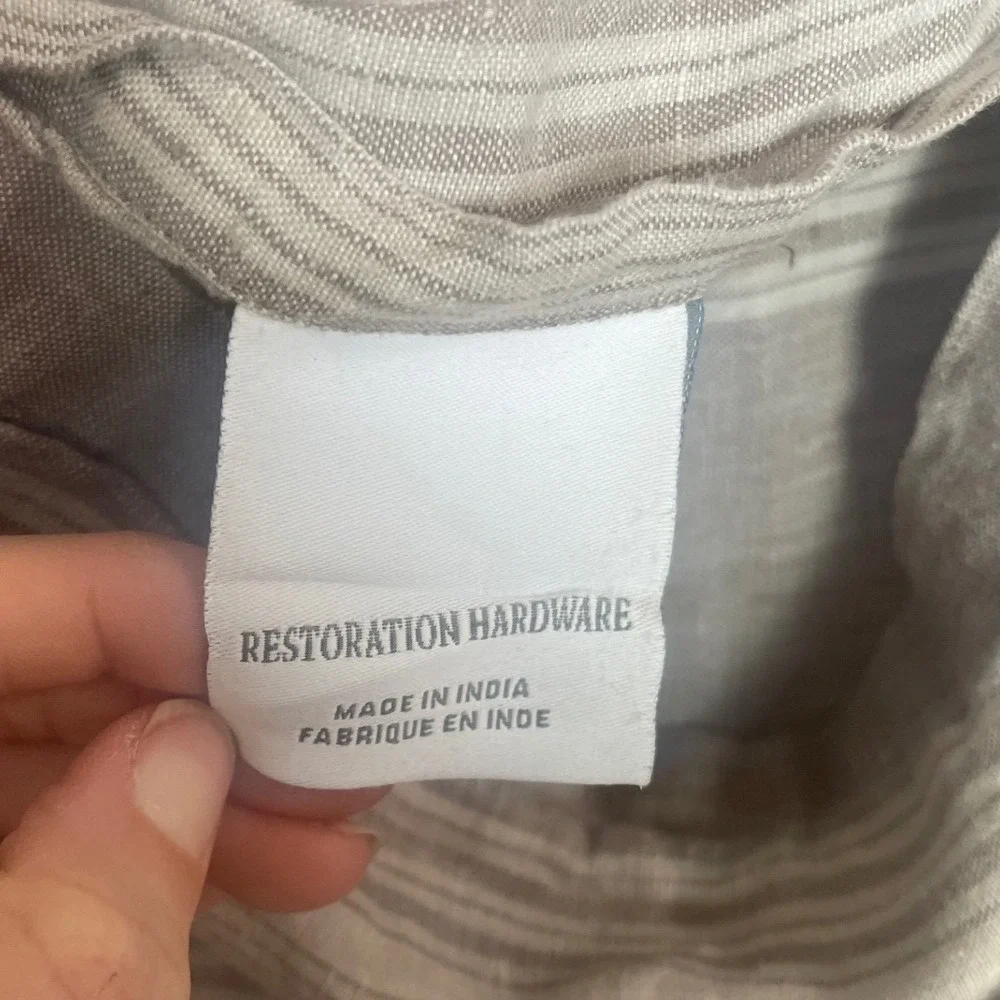 Restoration Hardware 100% Linen Striped King Pillow Sham Neutral Brown Tan